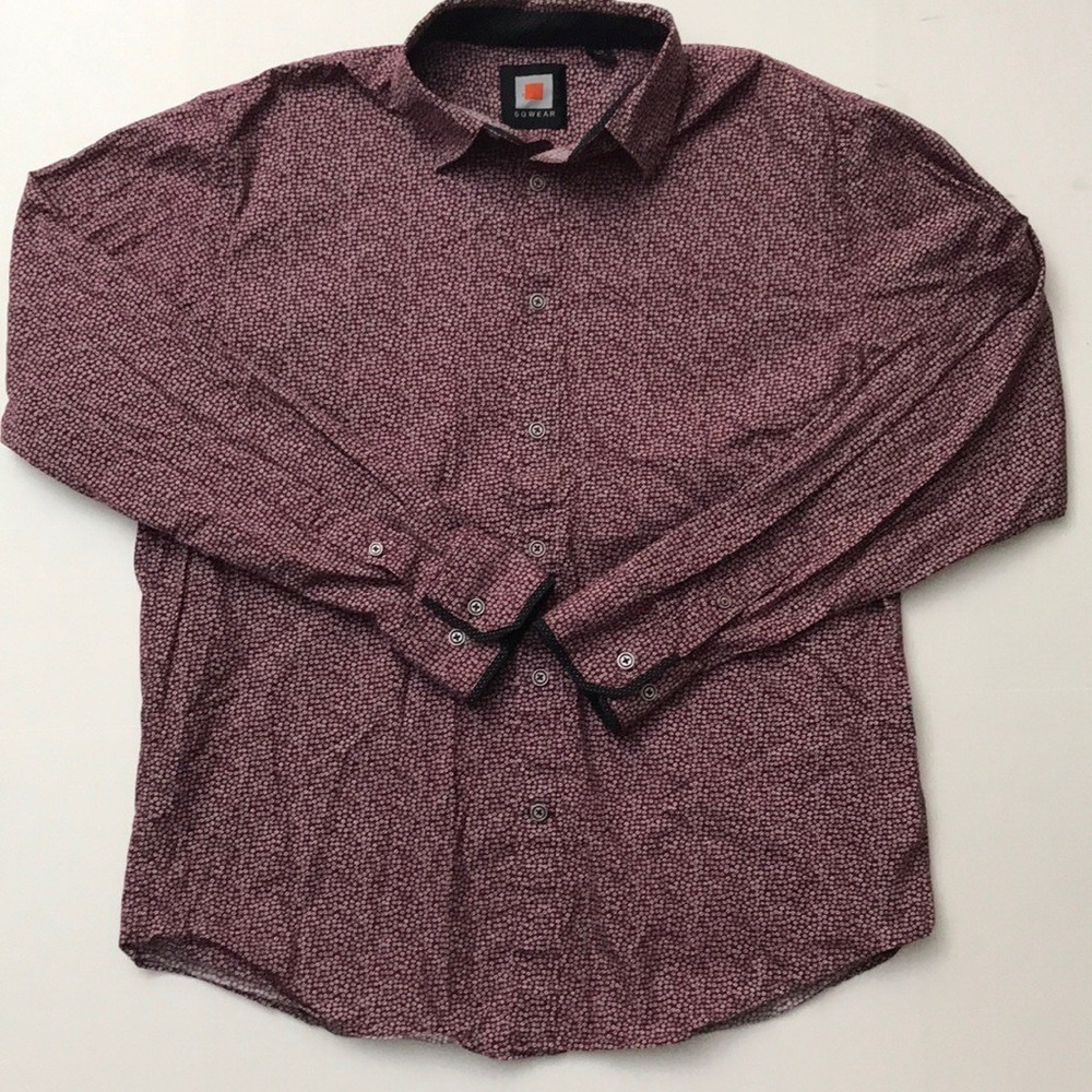SQ Wear Men's Size Large Long Sleeved Button Down Dress Shirt 100% Cotton